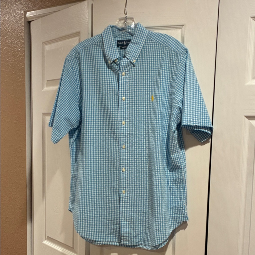 Ralph Lauren Men's Light Blue Gingham Shirt